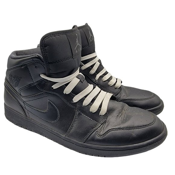 Nike Air Jordan 1 Mid Triple Black Sneakers Shoes 554724-021 Mens Size 12